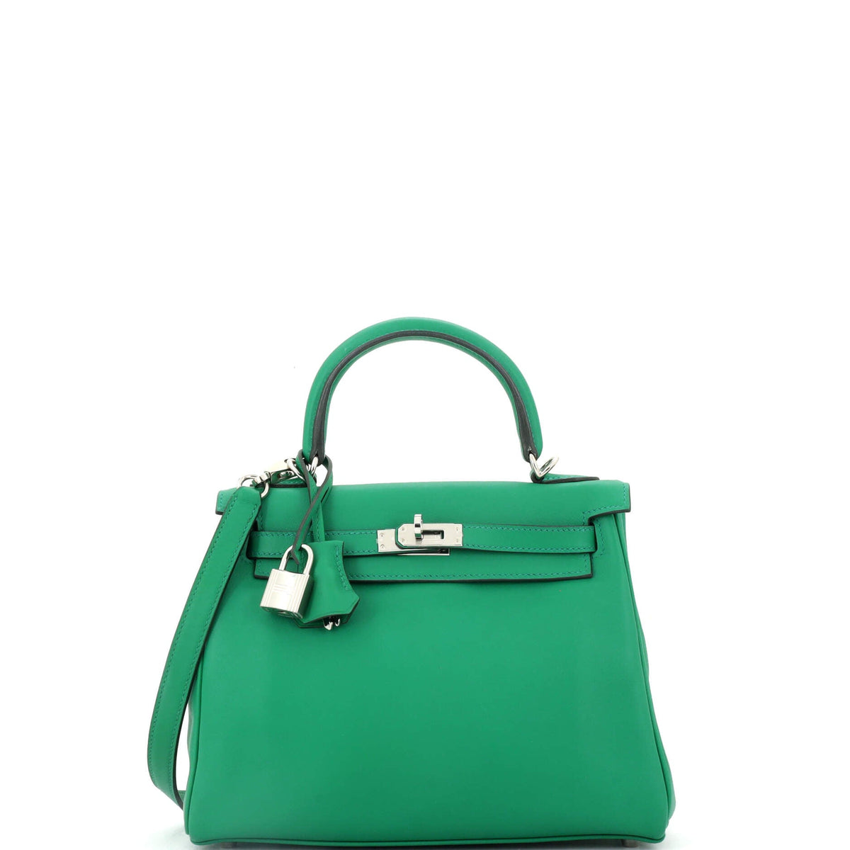 Herm?s Kelly Handbag Vert Vertigo Swift with Palladium Hardware 25