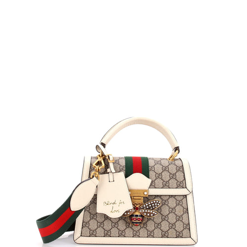 GUCCI Queen Margaret Top Handle Bag GG Coated Canvas with Leather Small