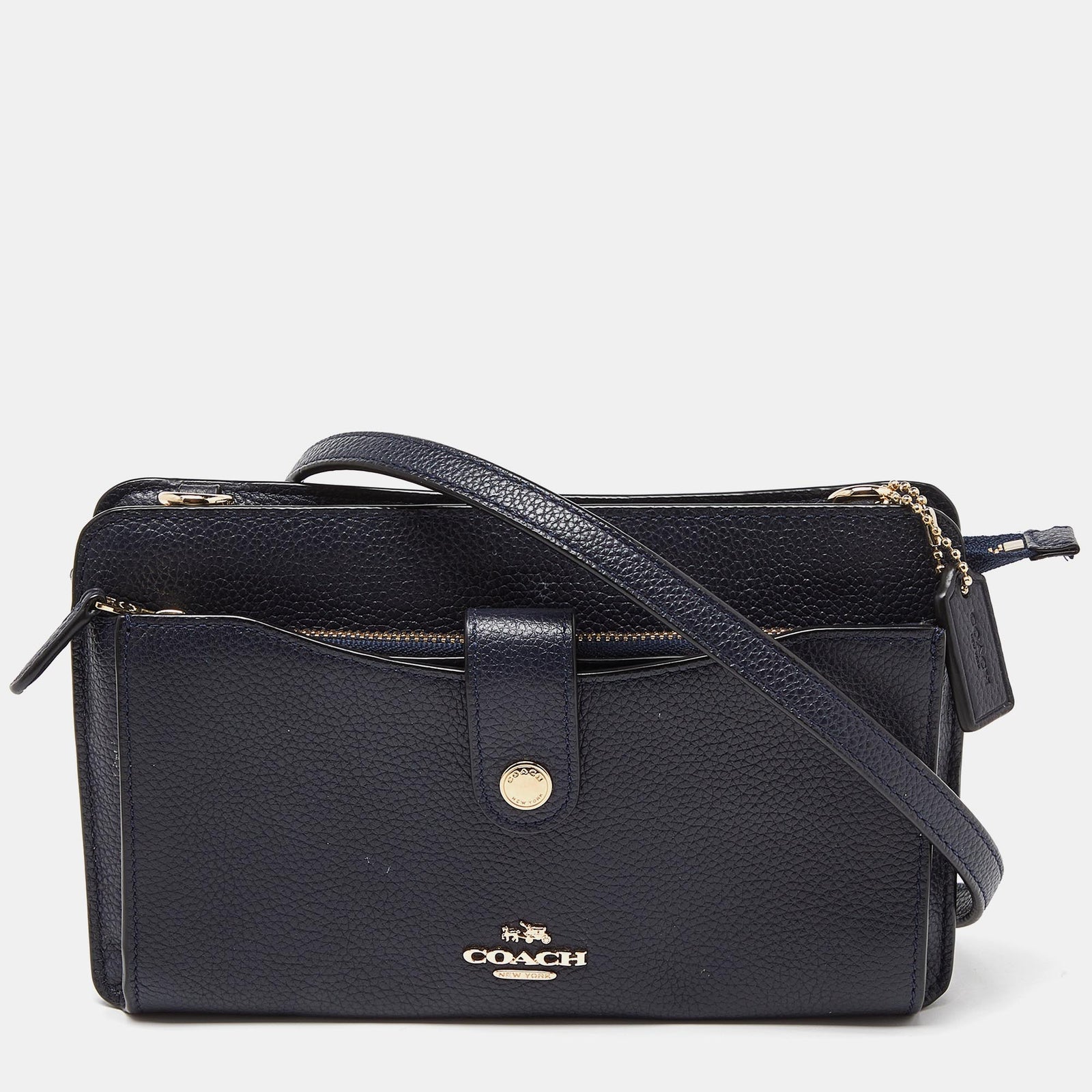 Coach Navy Blue Leather Noa Pop Up Crossbody Bag