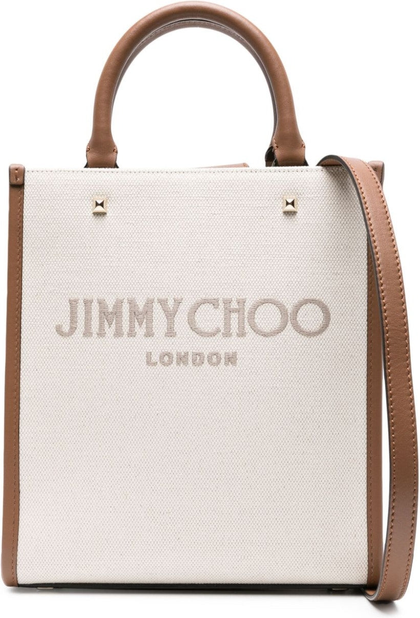 Jimmy Choo Women's Avenue Tote N/s Canvas And Leather Tote Bag in Beige | Size UNI | AVENUETOTEN Color SLJJNATURAL Color TAUPE
