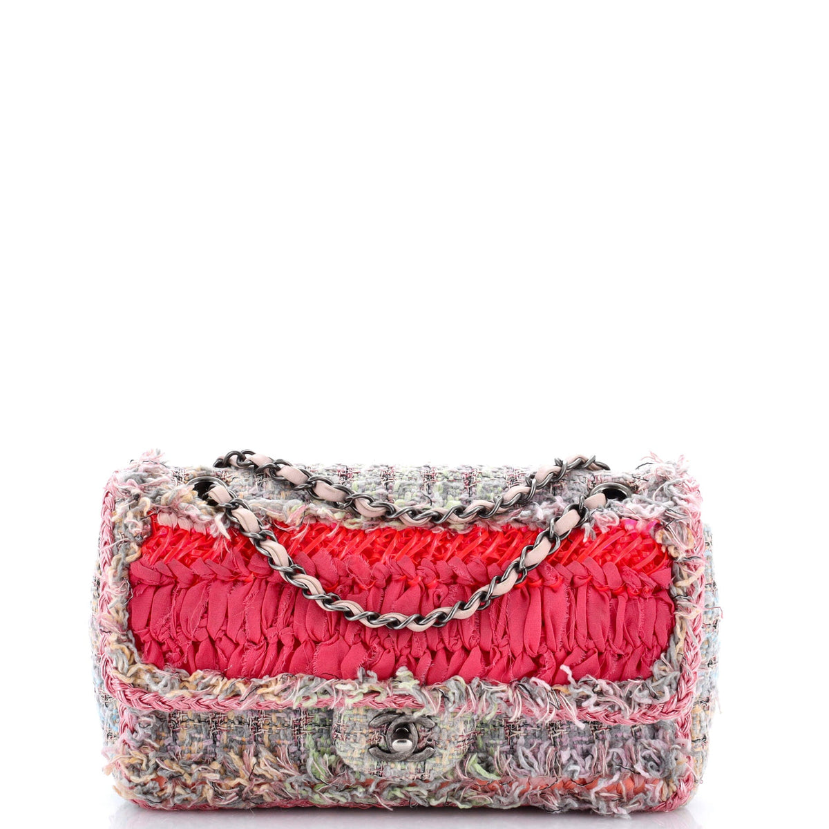 Chanel CHANEL CC Chain Flap Bag Braided Tweed and Ribbon Medium
