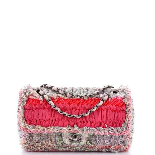 CHANEL CC Chain Flap Bag Braided Tweed and Ribbon Medium