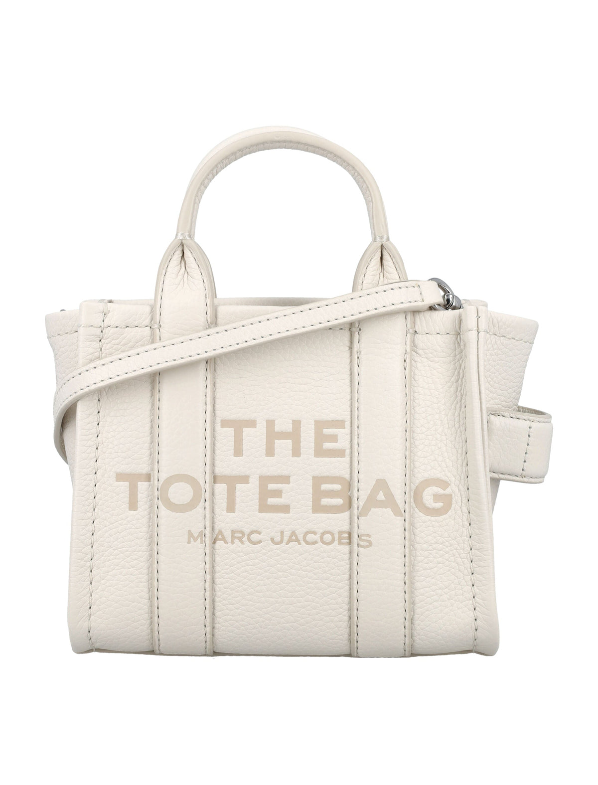 Marc Jacobs Women's The Mini Tote Leather Bag in Cotton Silver | 24AH053L01RE22 Color 140