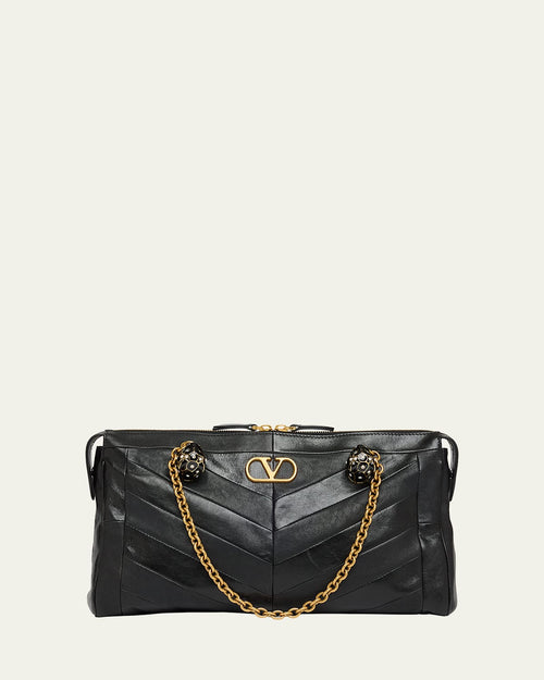 Panthea Medium Patchwork Chevron Shoulder Bag