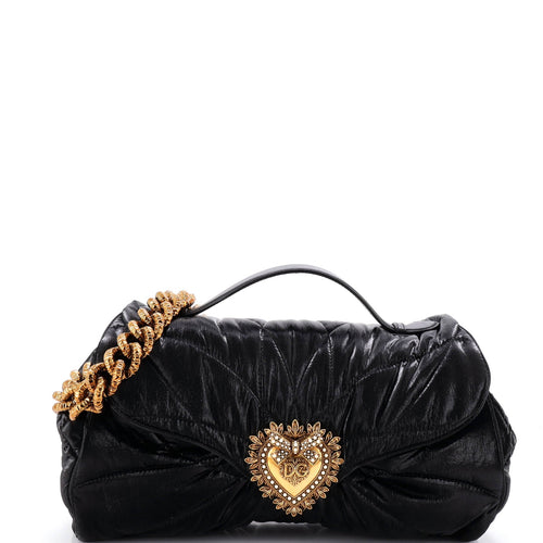 Devotion Soft Flap Chain Shoulder Bag Quilted Nylon