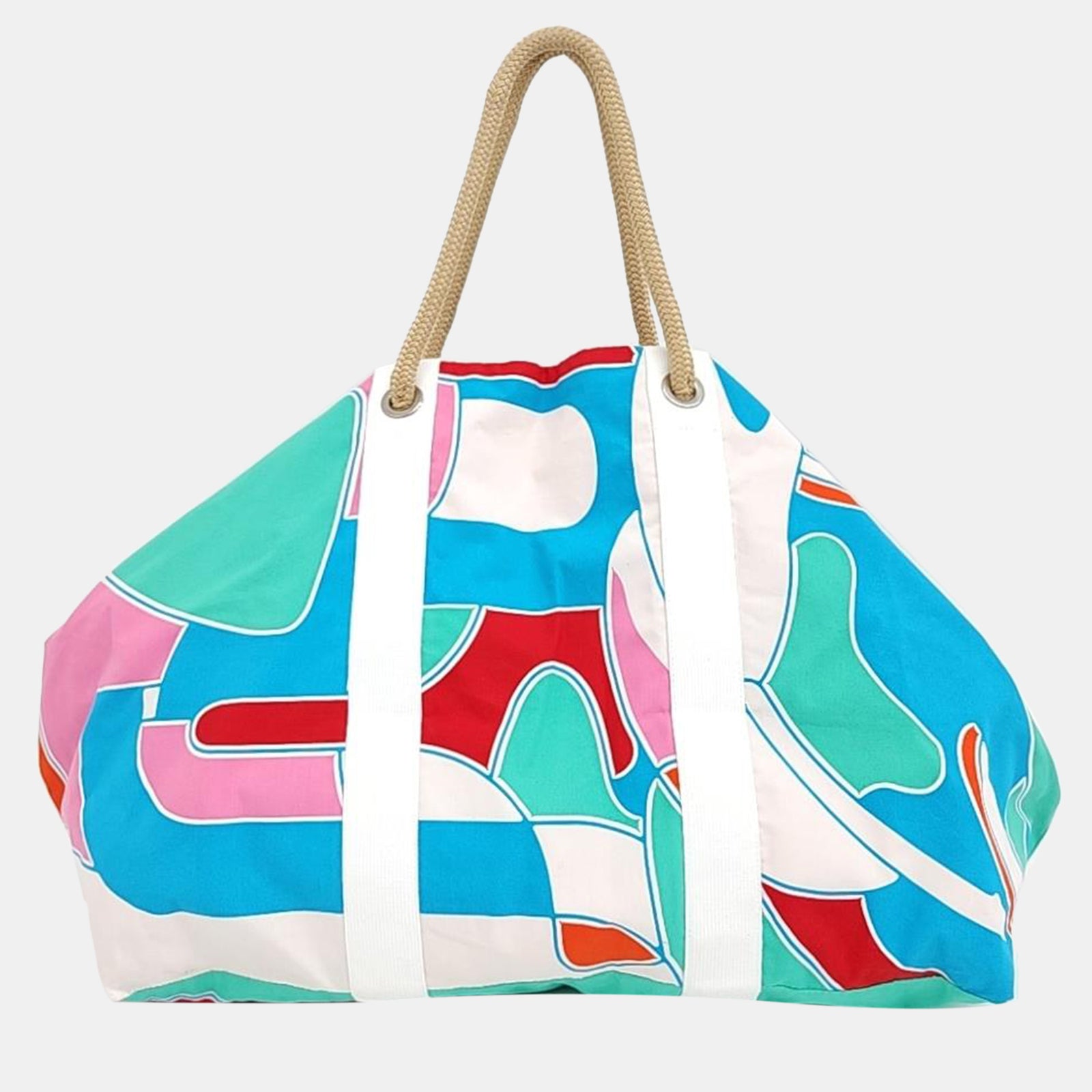 Herm?s Grand sac Drapeaux Au Vent en toile imprimée multicolore