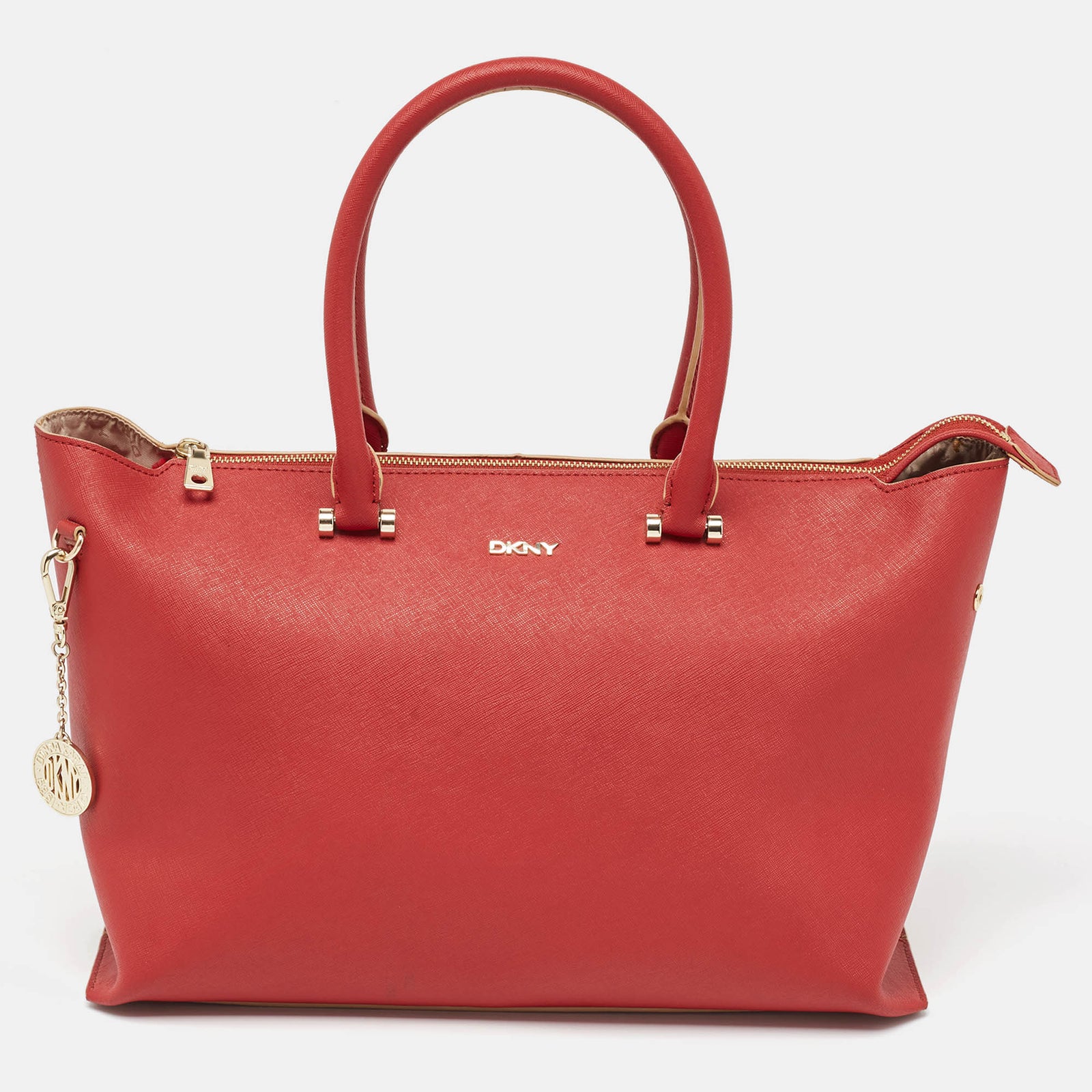 DKNY DKNY Red Leather Bryant Park Top Zip Tote