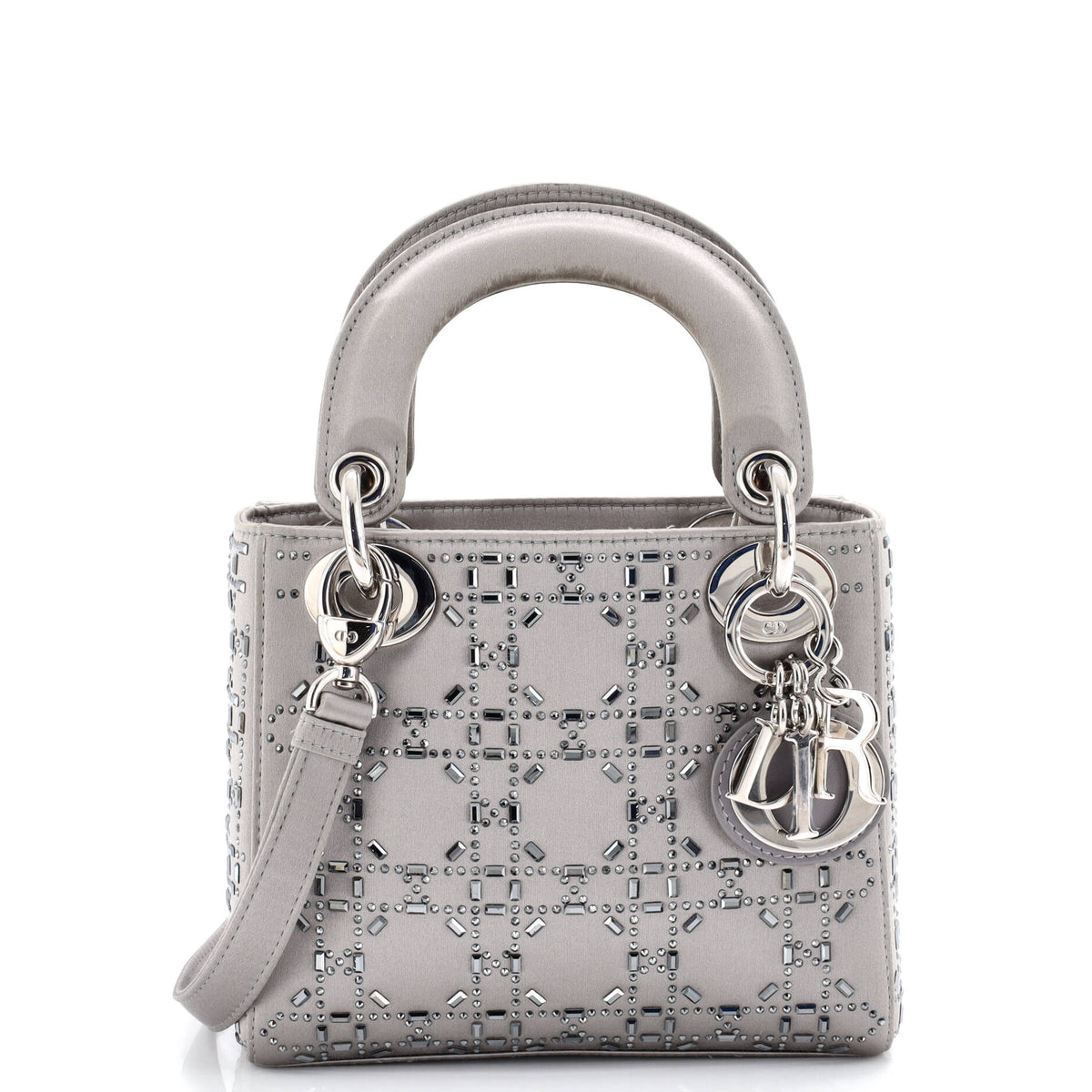 Christian Dior Lady Dior Bag Crystal Embellished Cannage Quilt Satin Mini