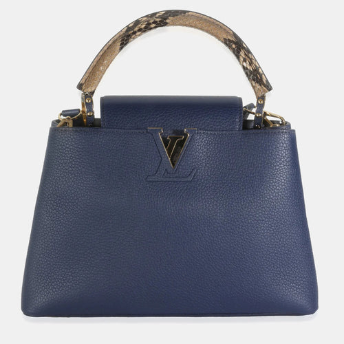Python Navy Taurillon Capucines PM Bag