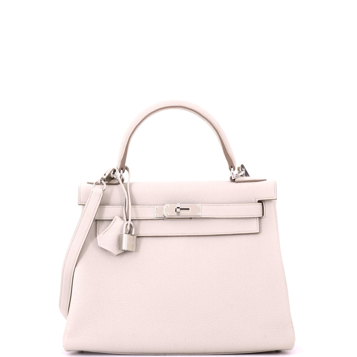 Herm?s Kelly Handbag Light Togo with Palladium Hardware 28