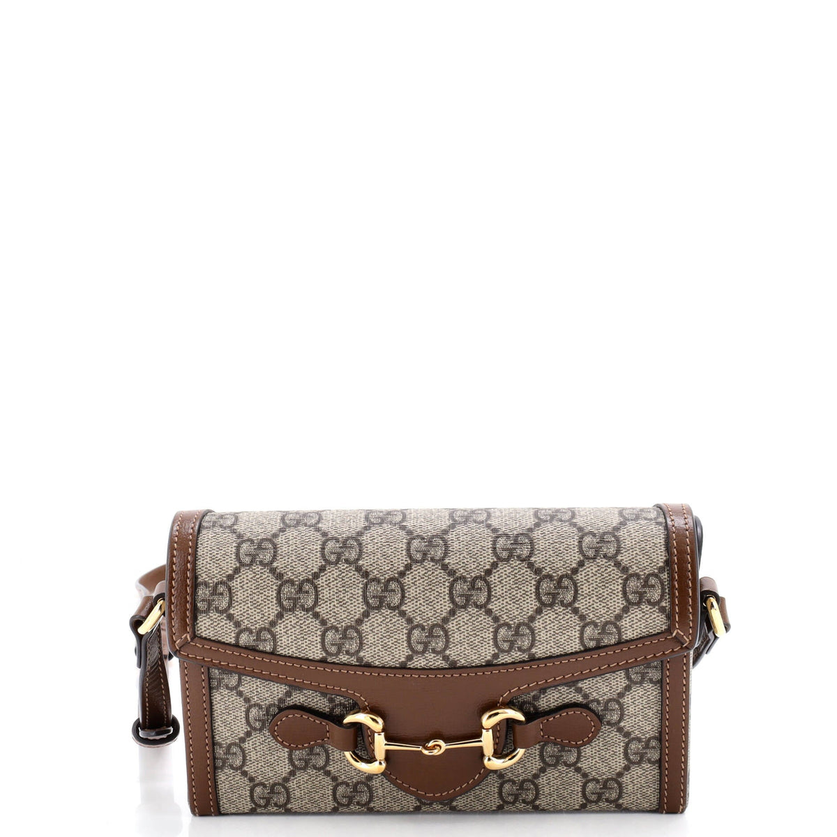 Gucci GUCCI Horsebit 1955 Flap Crossbody Bag GG Coated Canvas Mini
