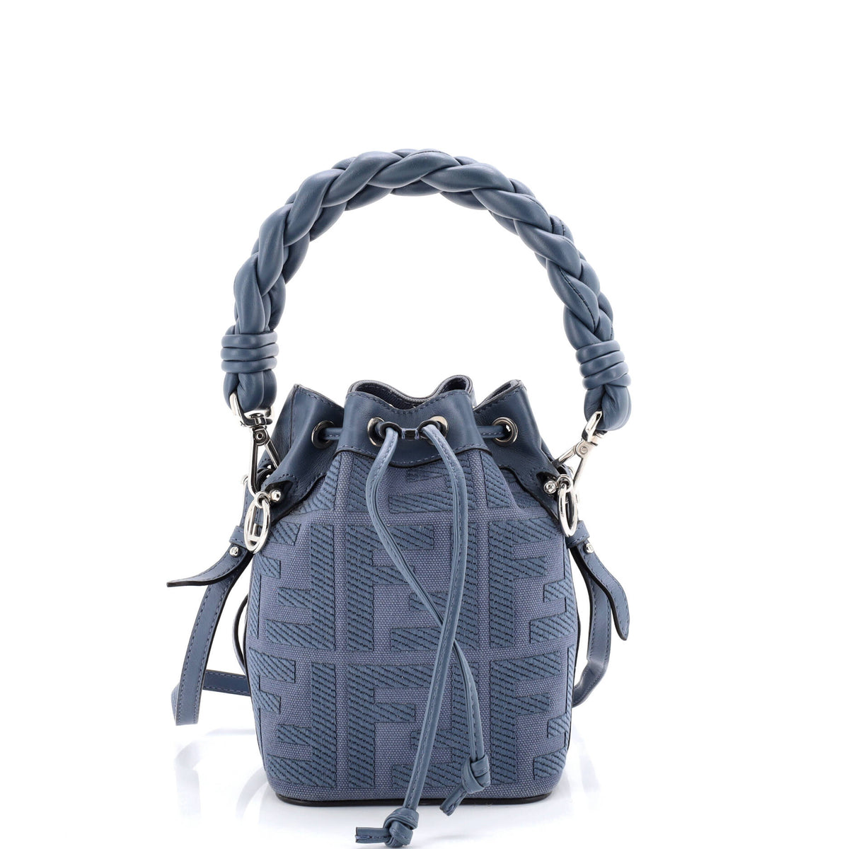 Fendi FENDI Woven Handle Mon Tresor Bucket Bag Zucca Embroidered Canvas Mini
