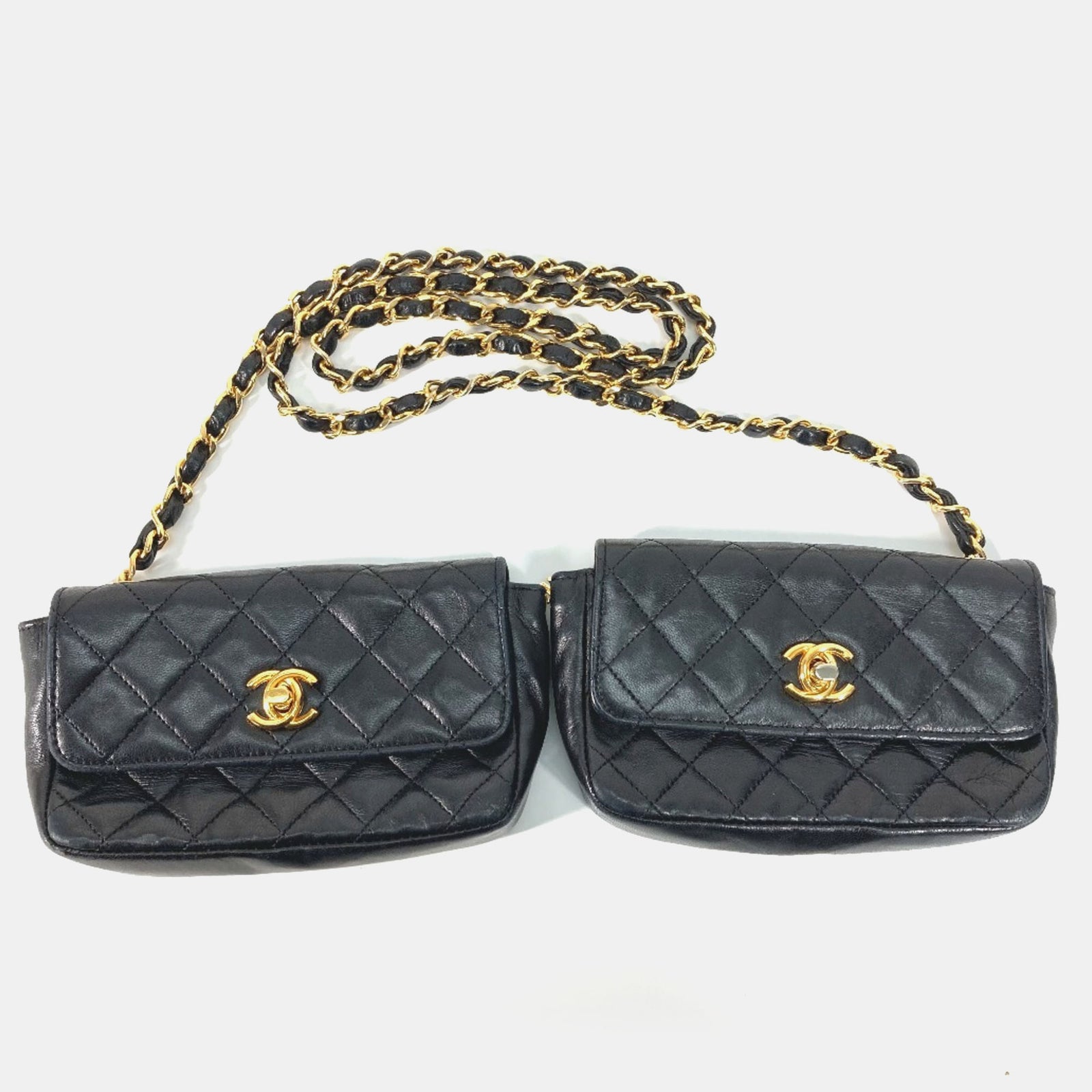 Chanel Lot de 2 mini sacs à rabat classiques vintage en cuir matelassé