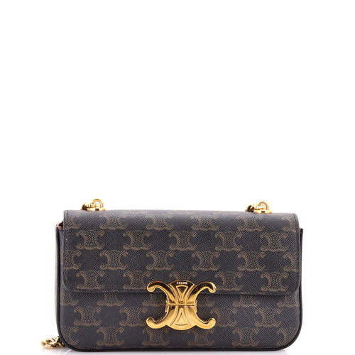 CELINE Triomphe Chain Shoulder Bag Triomphe Coated Canvas Small