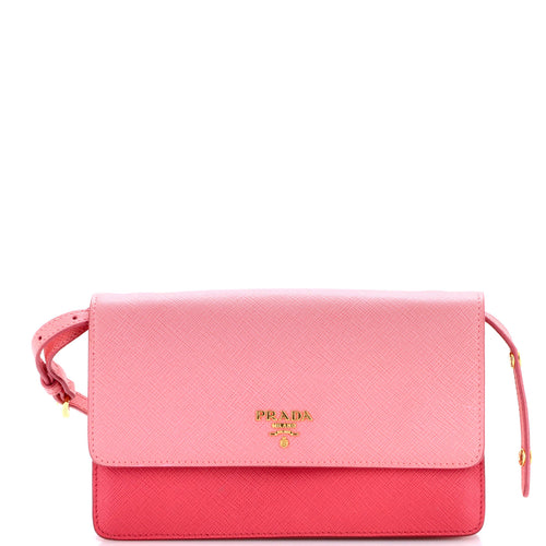 PRADA Wallet on Strap Saffiano Leather Small