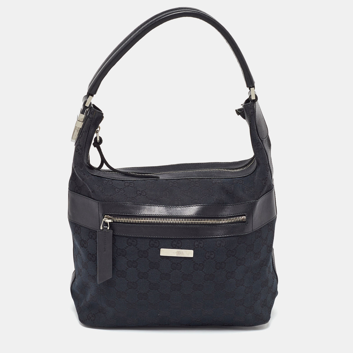 Gucci Black GG Canvas and Leather Hobo