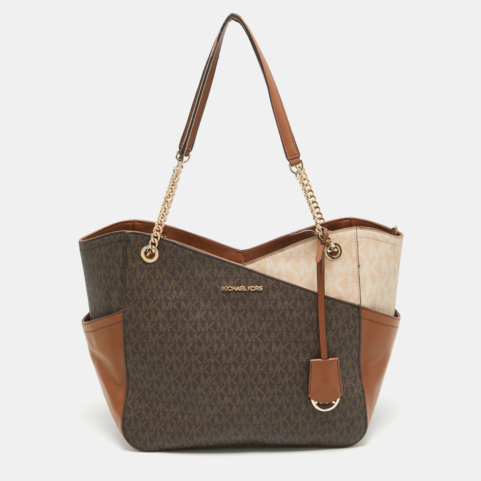 Michael Kors Tricolor Signature Coated Canvas Jet Set Chain Tote