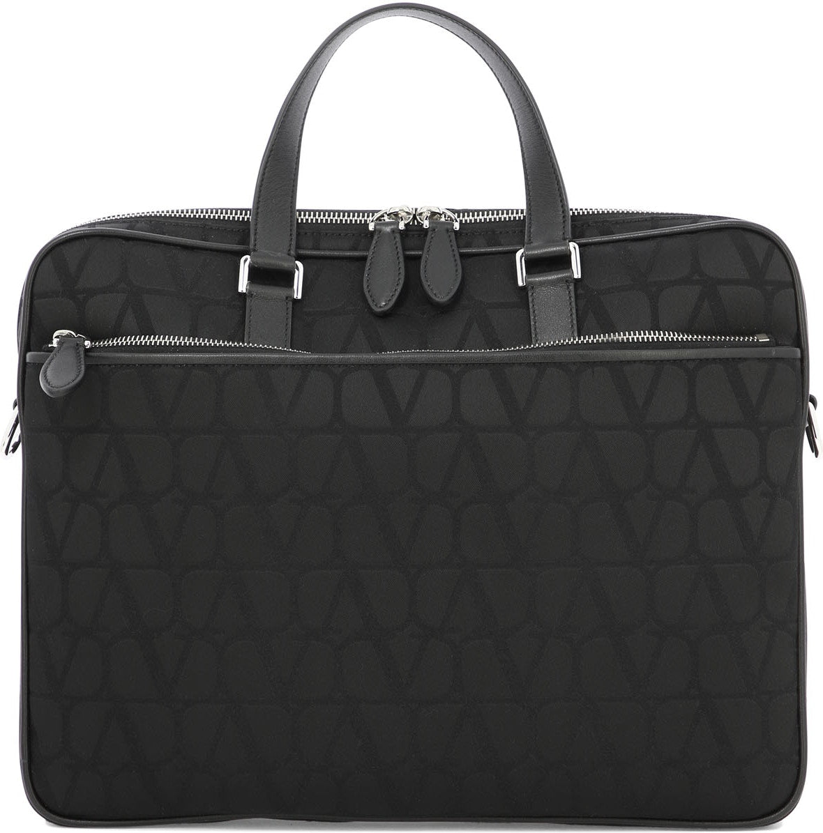 Valentino Garavani Men's Work Bag In Toile Iconographe Technical Fabric in Black | 4Y2B0C45CSH0NO