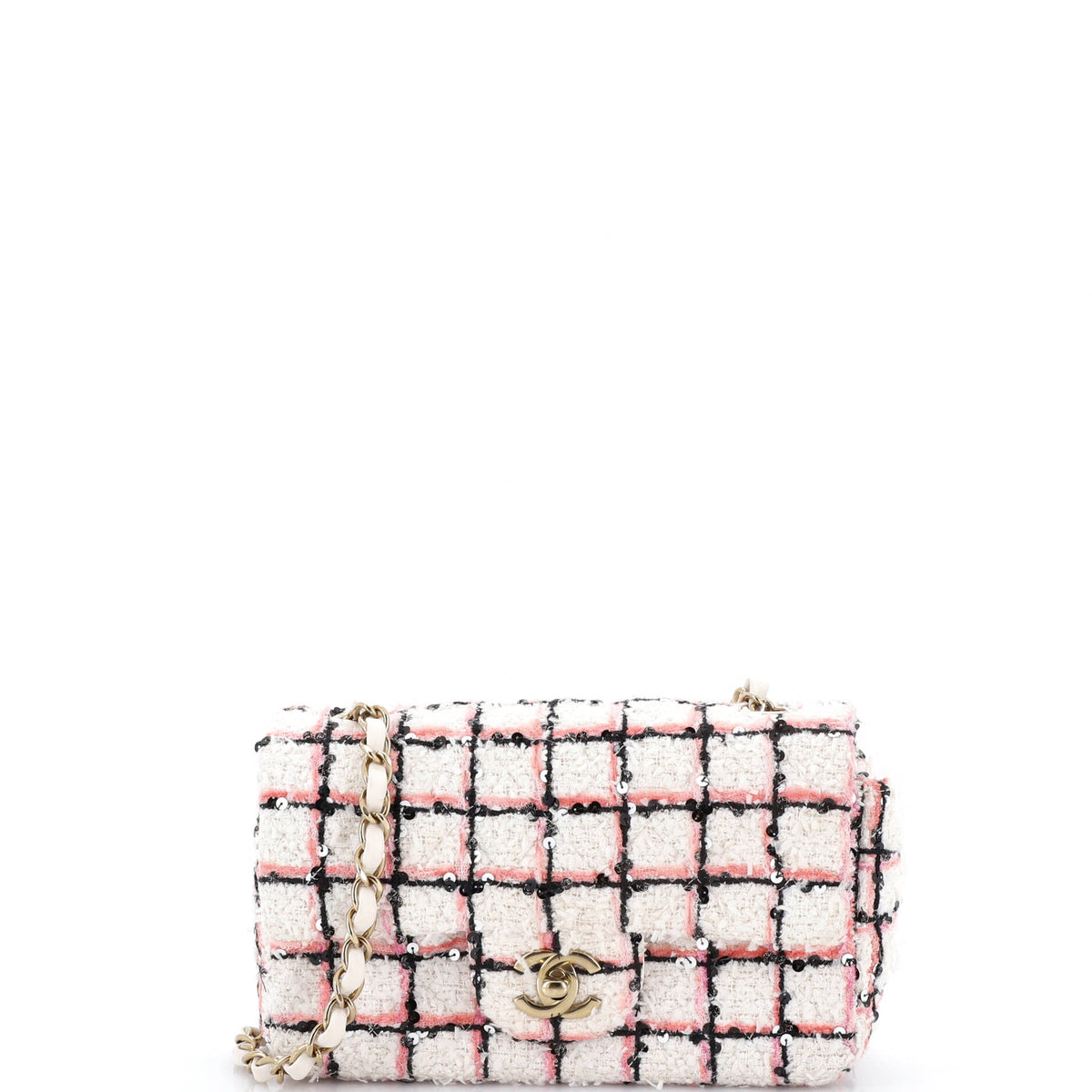 Chanel CHANEL Classic Single Flap Bag Quilted Tweed and Sequins Mini
