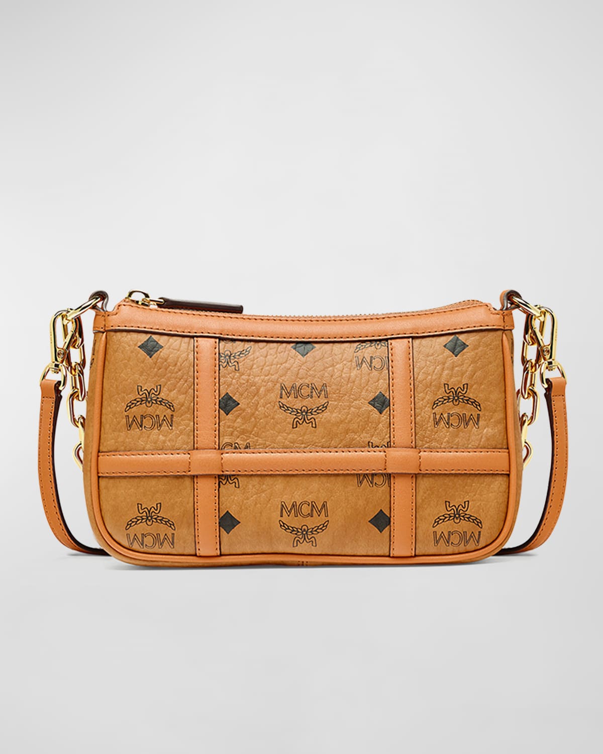 MCM Delmy Visetos Mini Logo Chain Shoulder Bag