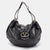 Black Leather VLogo Crystals Embellished Hobo