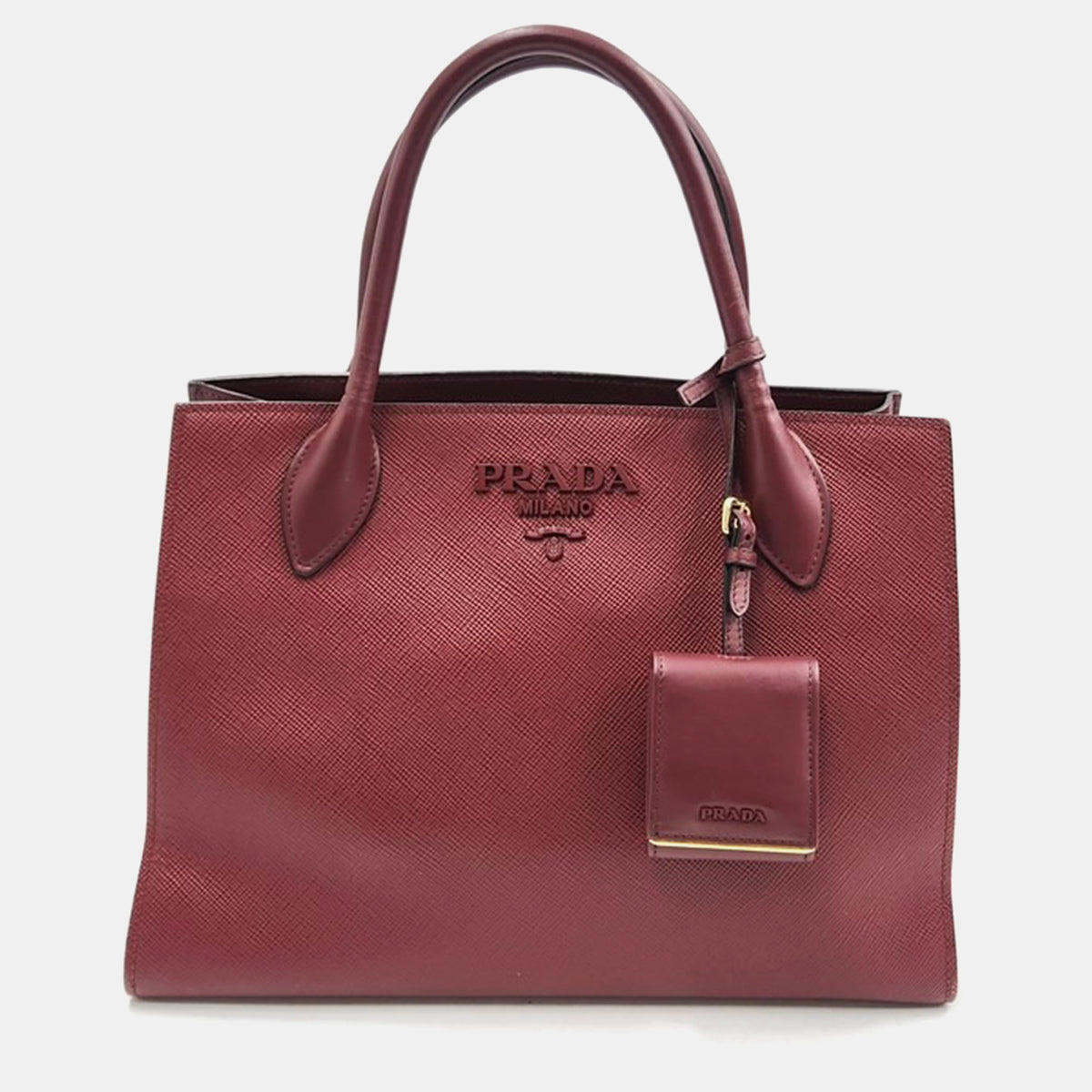 Prada Red Saffiano Cuir Leather Monochrome Satchel Bag