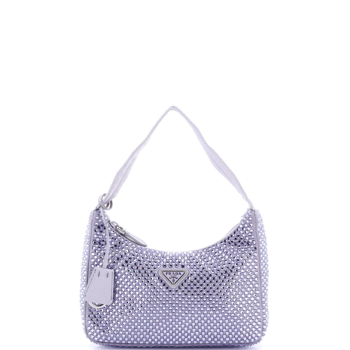 Prada PRADA Re-Edition 2000 Hobo Crystal Embellished Satin Mini