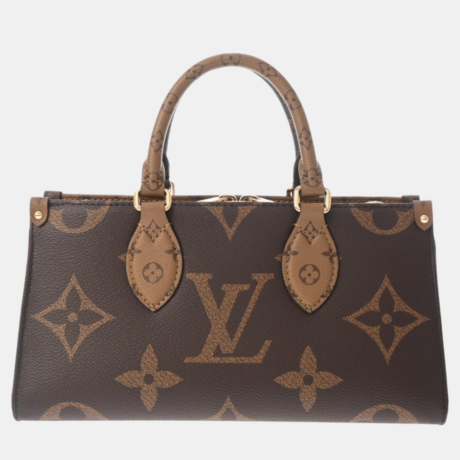 Louis Vuitton Braune Canvas-Handtasche „On the Go EW“ mit Monogramm auf der Rückseite