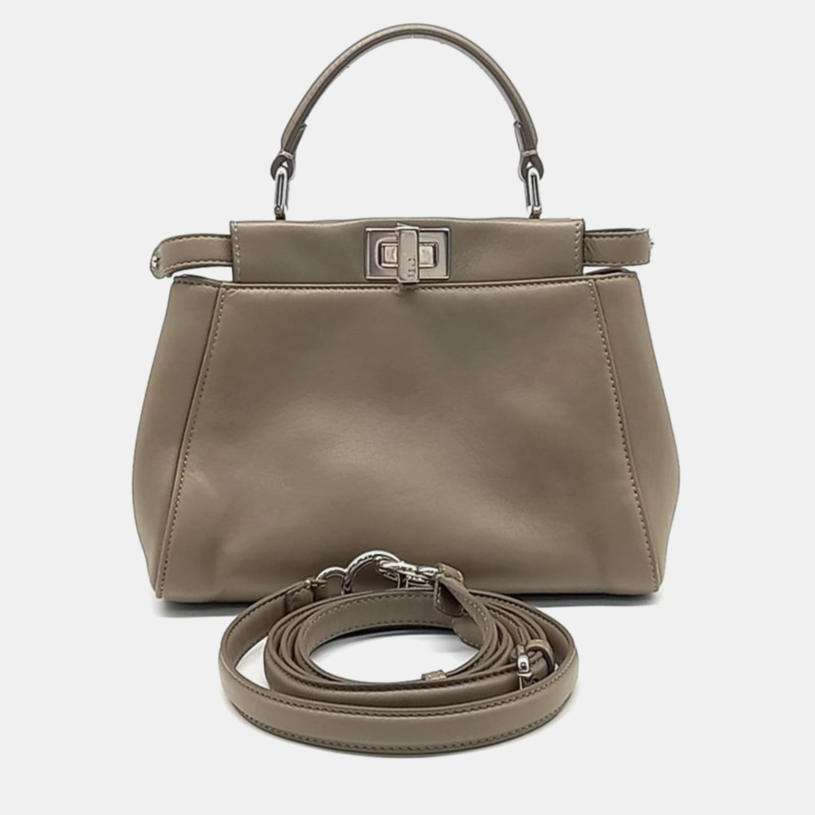 Fendi Beige Leather Peekaboo Mini Handbag