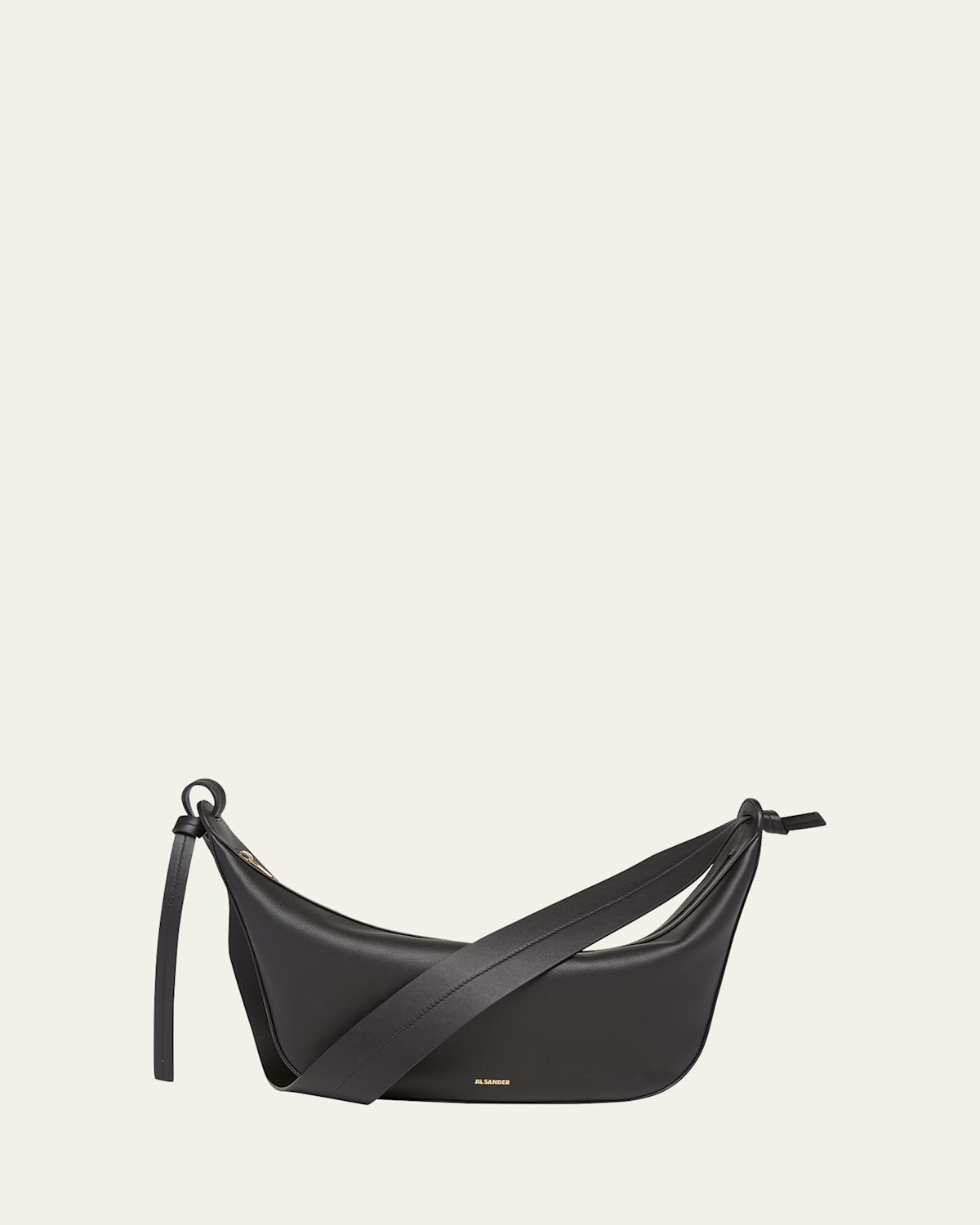 Jil Sander Knot Zip Calf Leather Crossbody Bag
