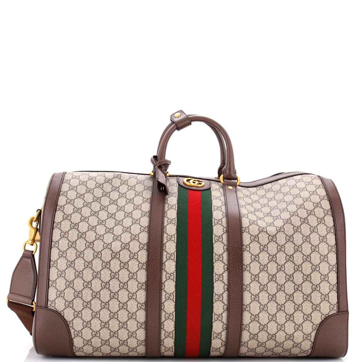 Gucci GUCCI Savoy Web Convertible Duffle Bag GG Coated Canvas Large