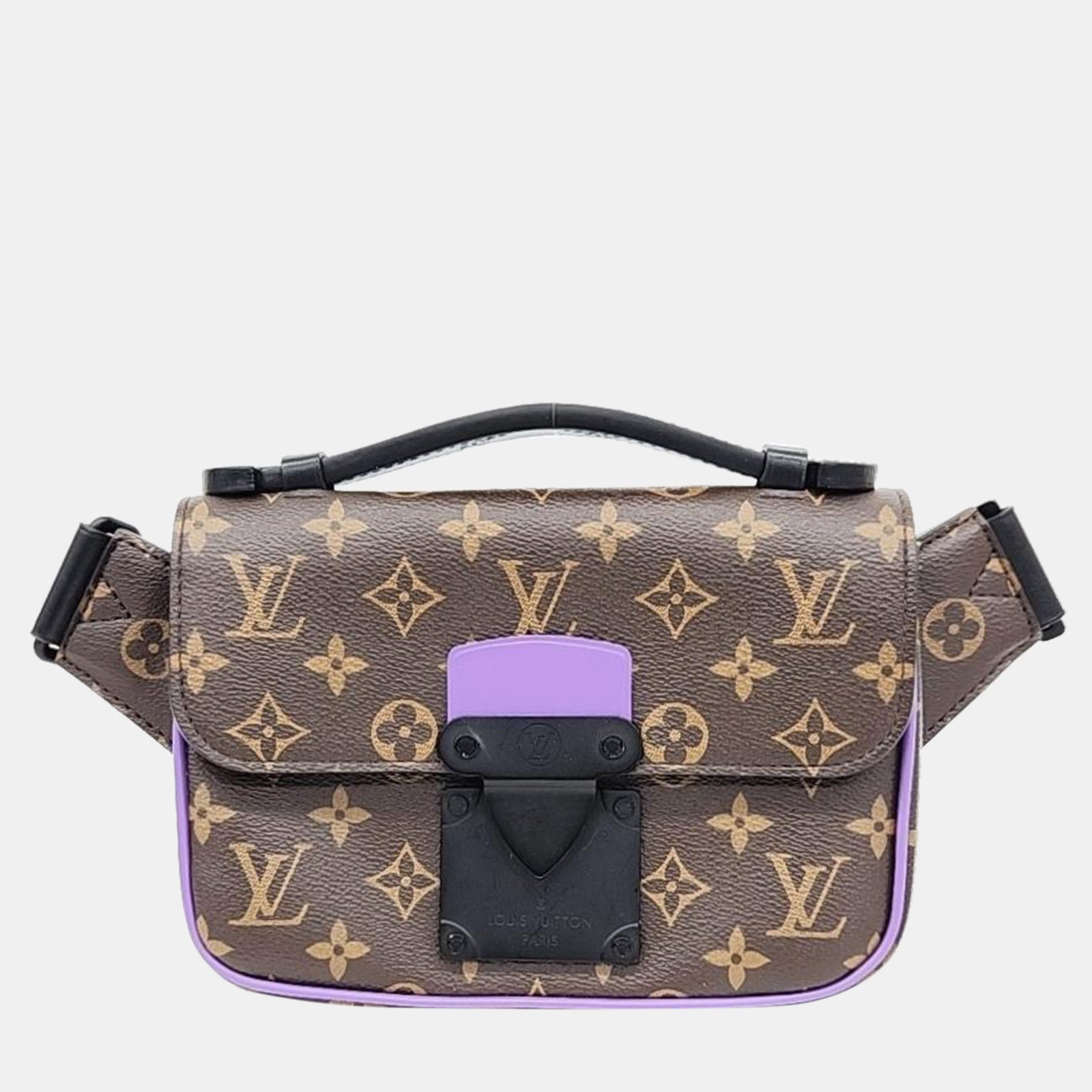 Louis Vuitton Sac bandoulière en toile Macassar marron avec monogramme et fermoir S