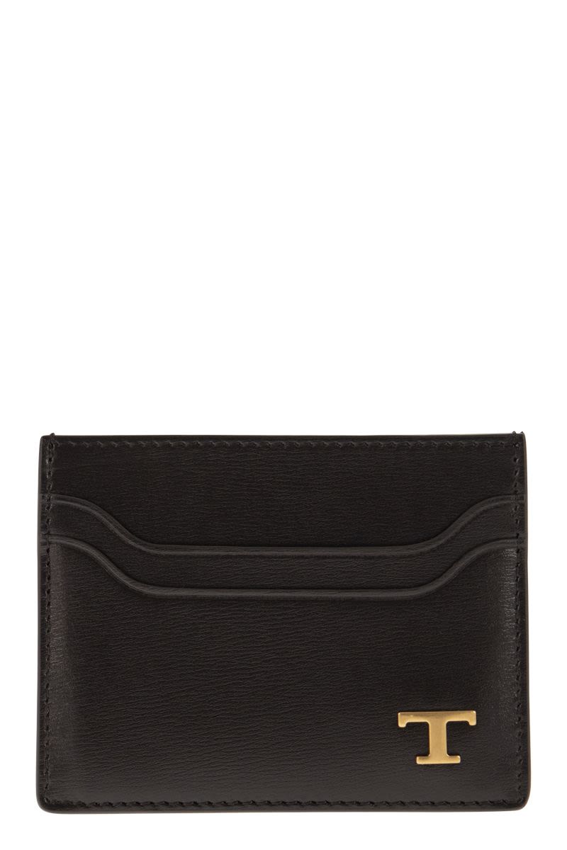 Tod's Men's Leather Card Holder With Logo in Tobacco | XAMTSYF0200RLO