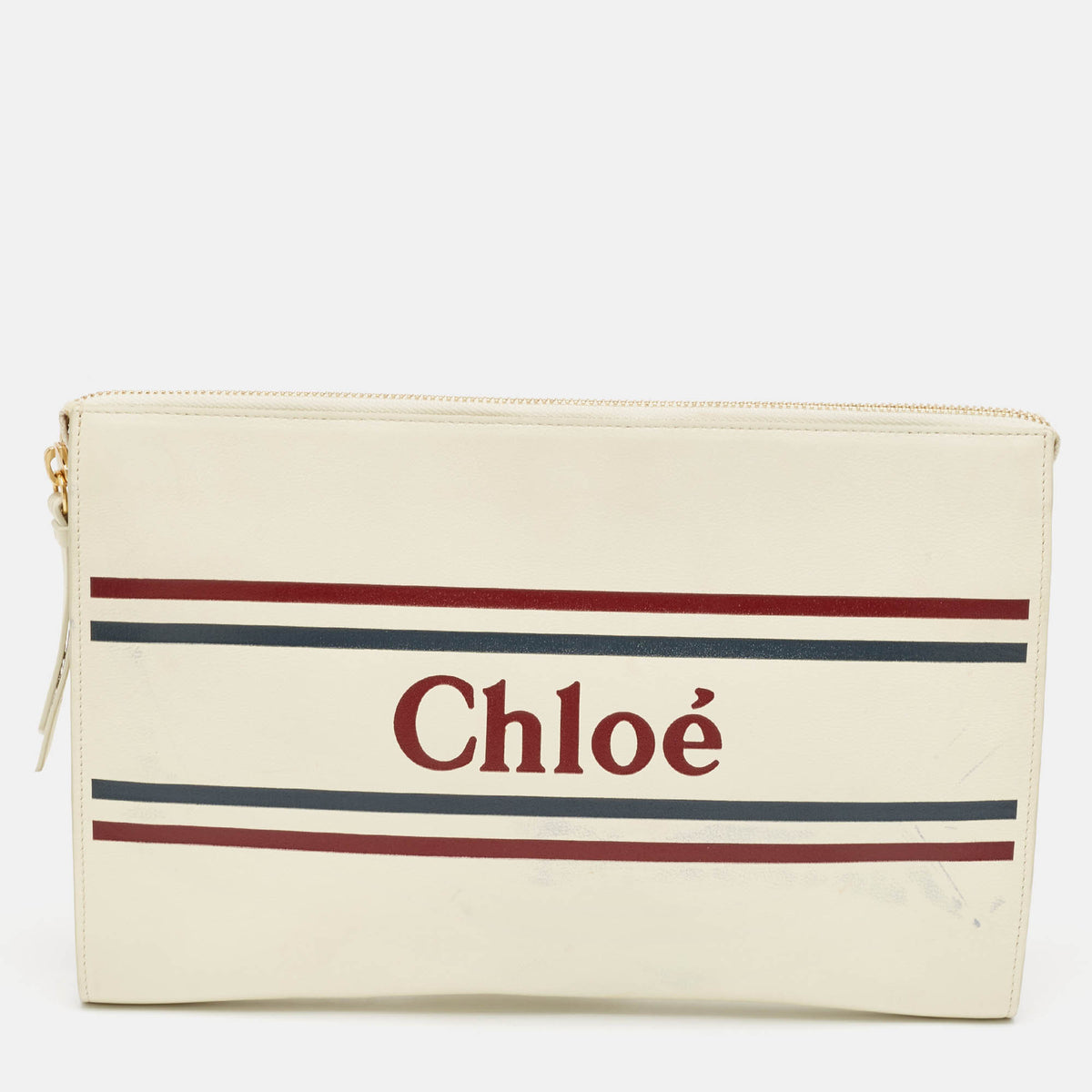 Chloe Off White Leather Vick Zip Pouch