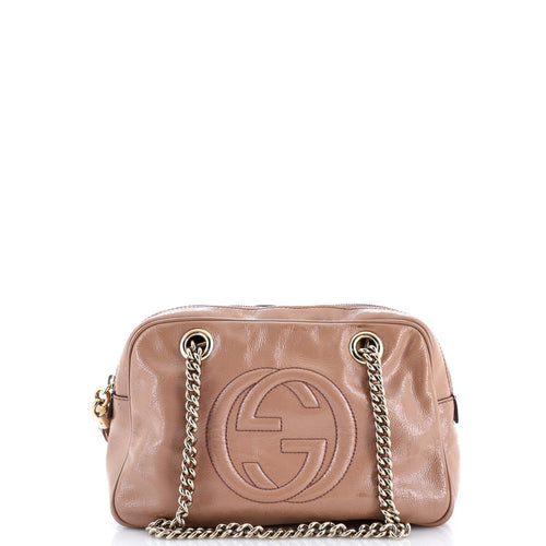 GUCCI Soho Chain Zip Shoulder Bag Patent Small