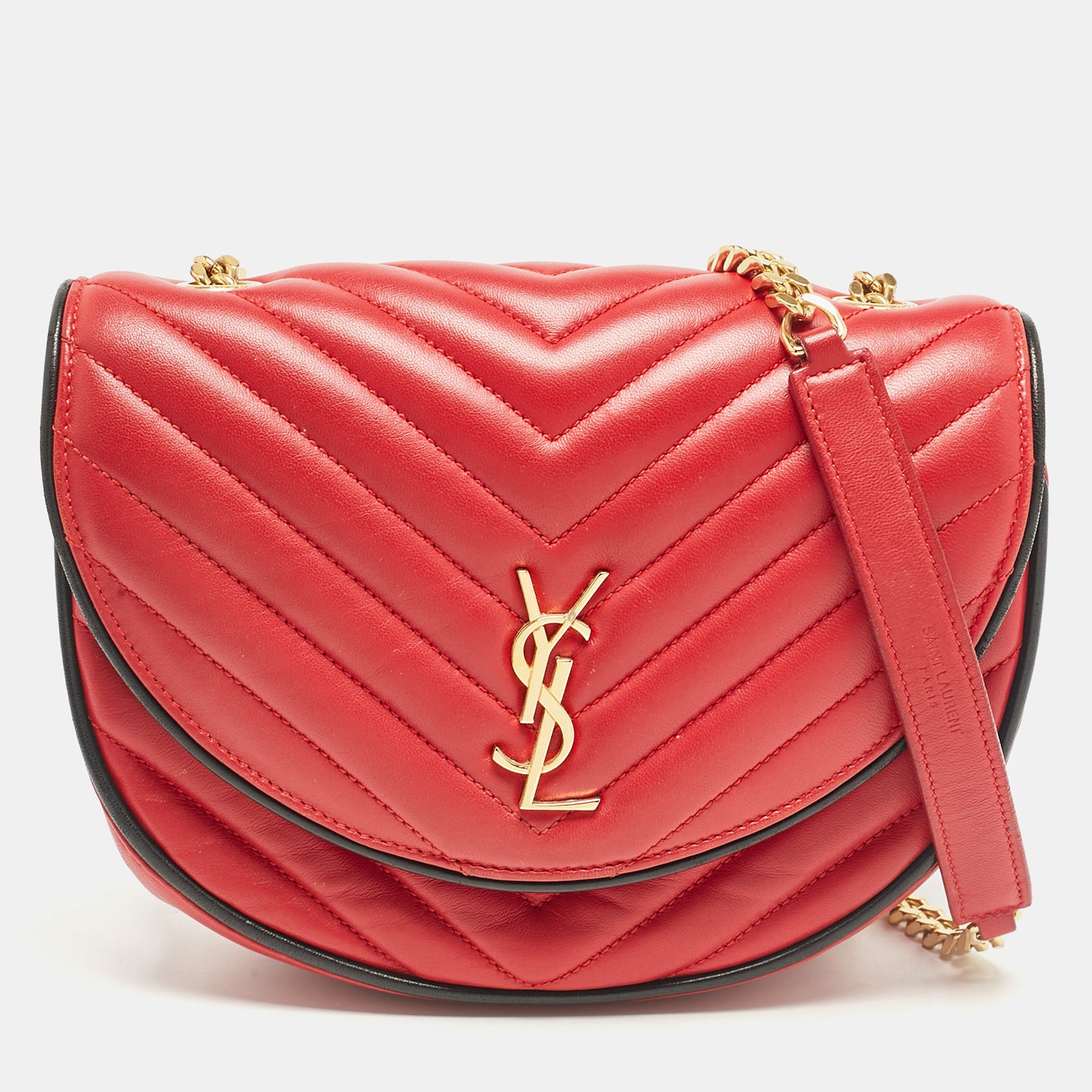 Saint Laurent Paris Saint Laurent Red Matelass&eacute; Leather Bubble Flap Crossbody Bag