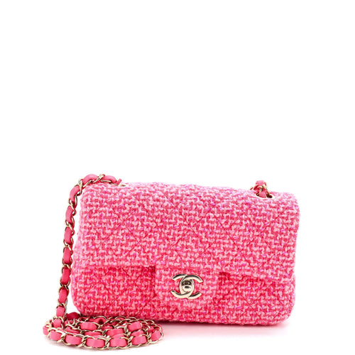 CHANEL Classic Single Flap Bag Quilted Tweed Mini