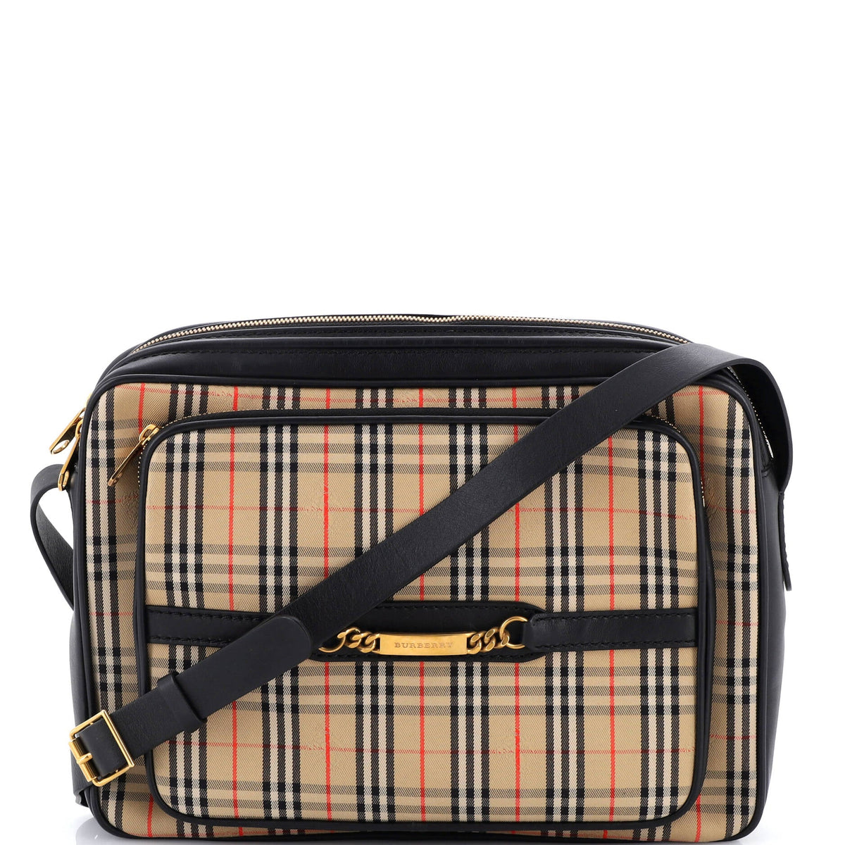 Burberry Link Chain Camera Bag 1983 Knight Check Canvas Large