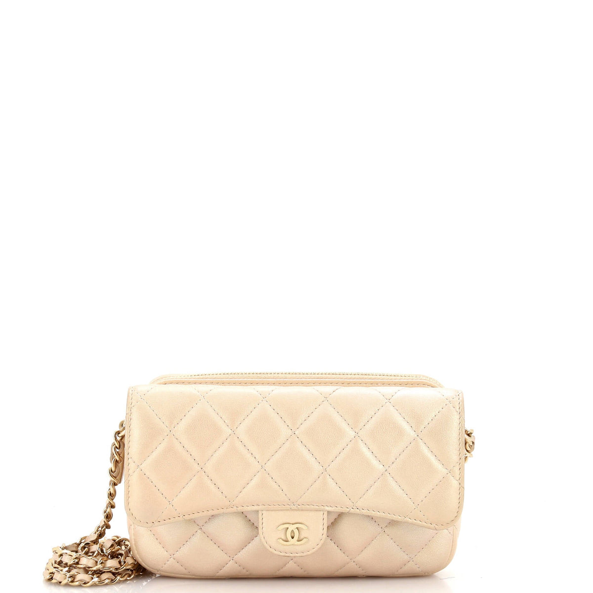 Chanel CHANEL Classic Flap Phone Holder with Chain Quilted Lambskin