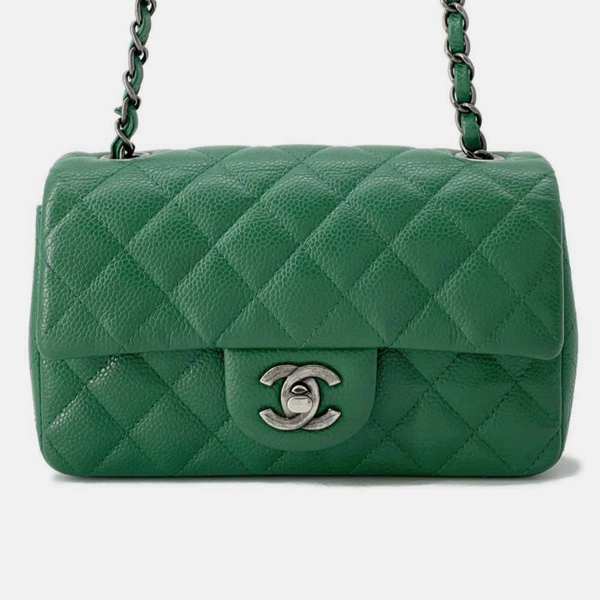 Chanel Green Leather Mini Flap Shoulder Bag