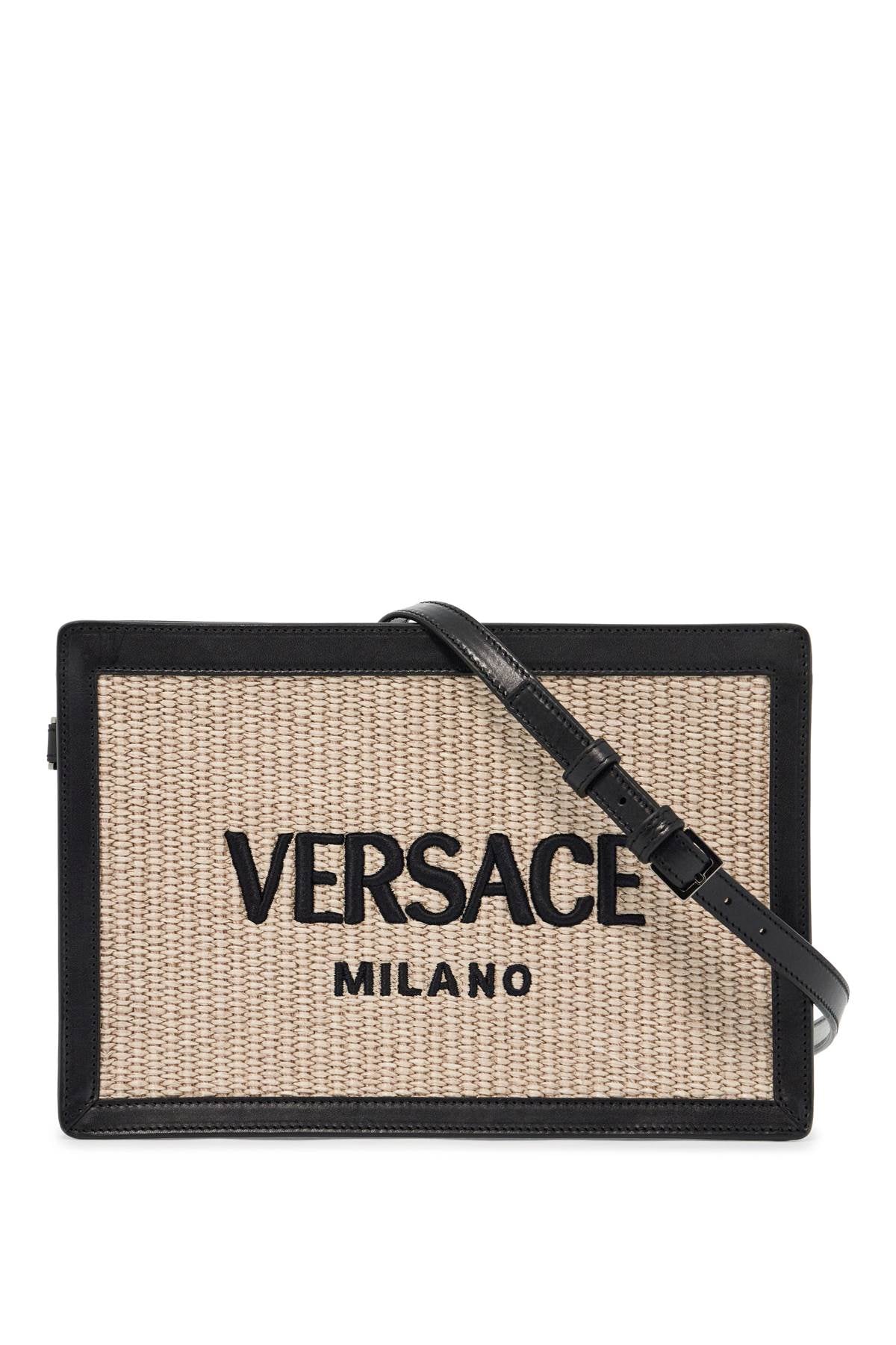 Versace Men's Raffia Pouch in Neutro | 10152791A09445