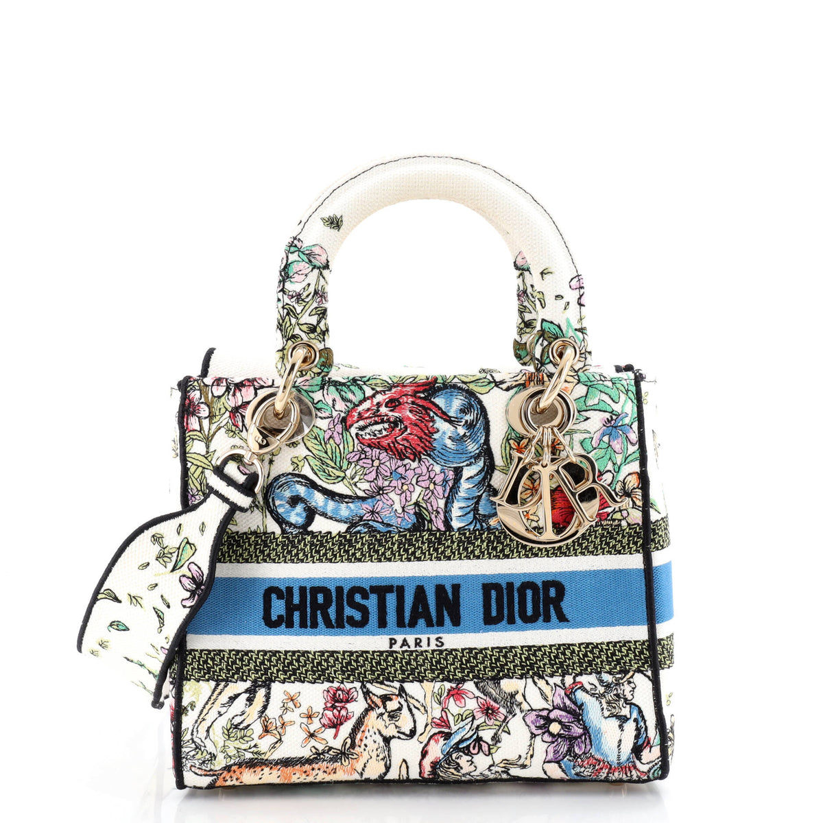 Christian Dior Lady D-Lite Bag Embroidered Canvas Medium