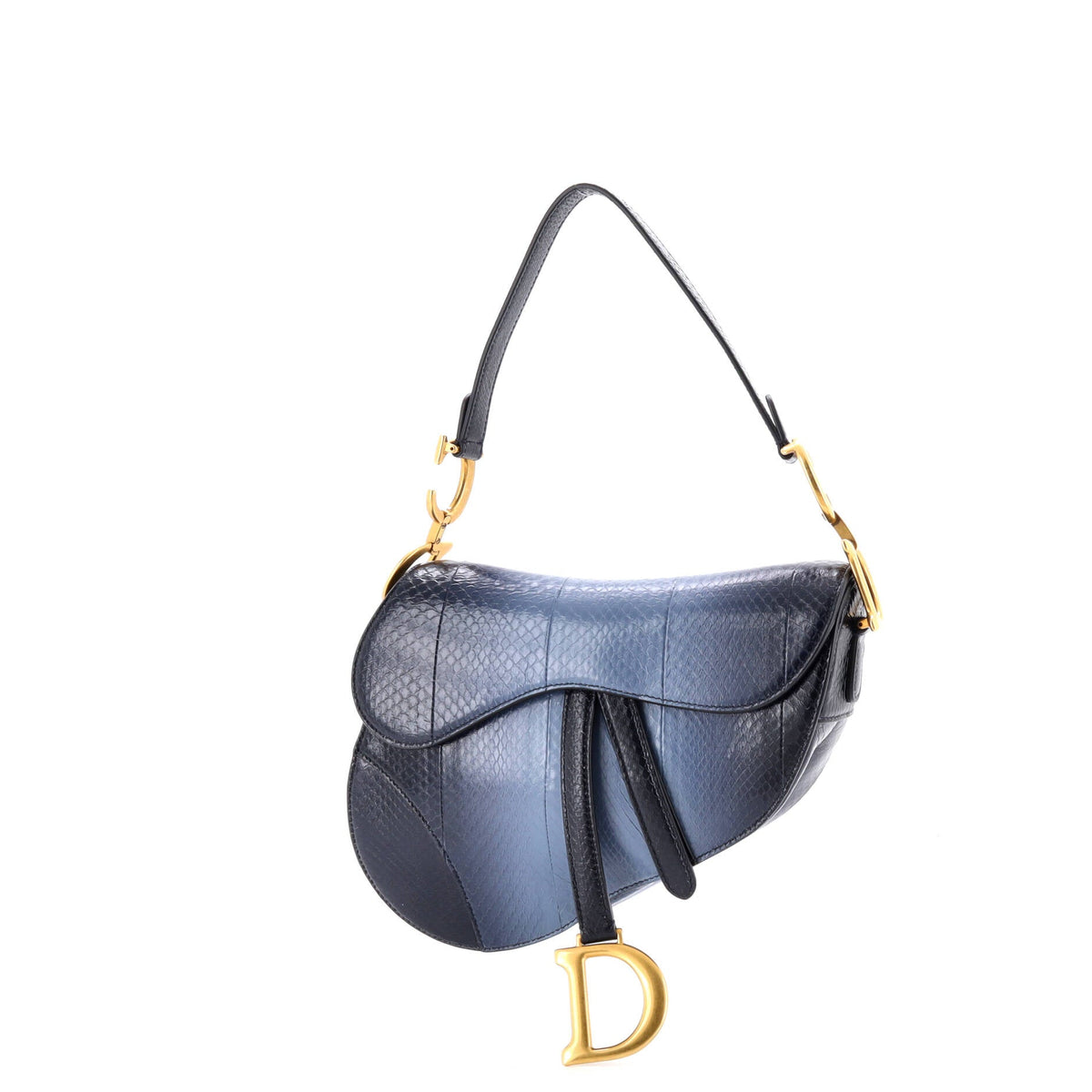 Christian Dior Saddle Handbag Python Medium