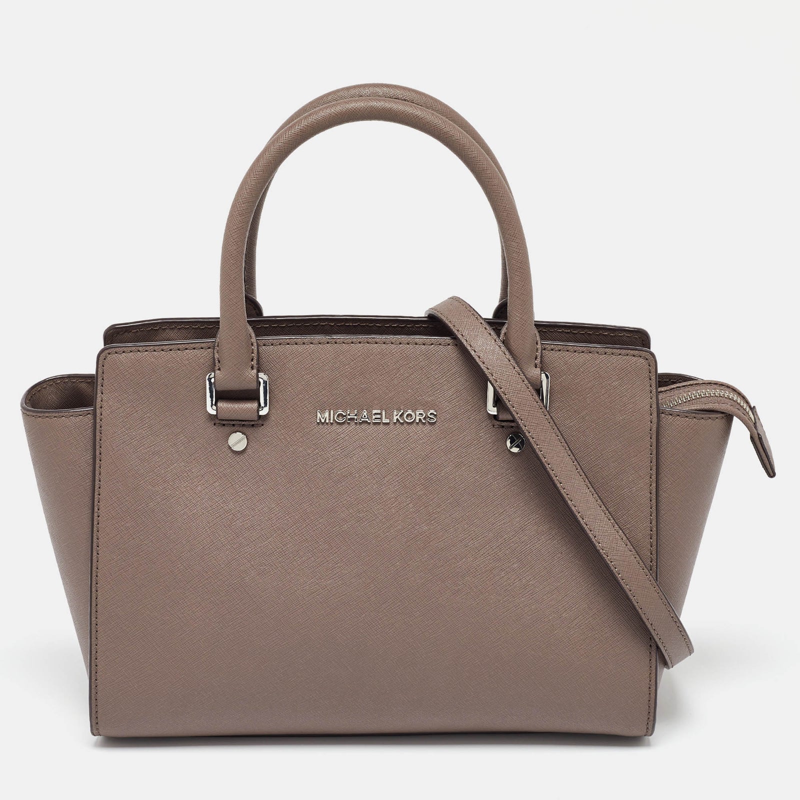 Michael Kors Dark Beige Leather Medium Selma Tote