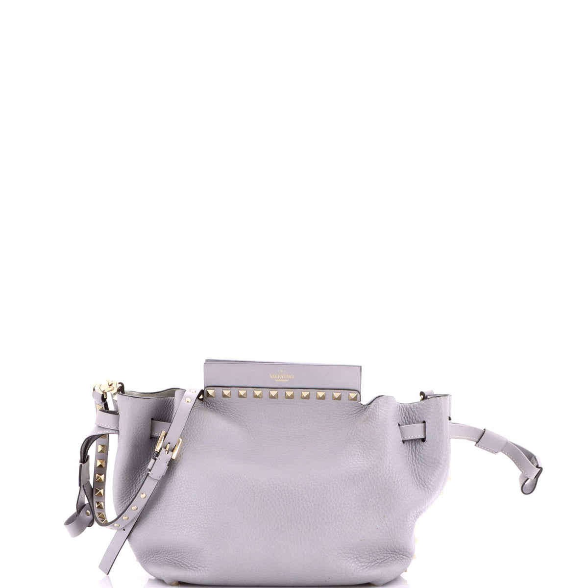 Valentino VALENTINO GARAVANI Rockstud Drawstring Crossbody Bag Leather Small