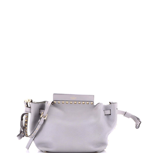VALENTINO GARAVANI Rockstud Drawstring Crossbody Bag Leather Small