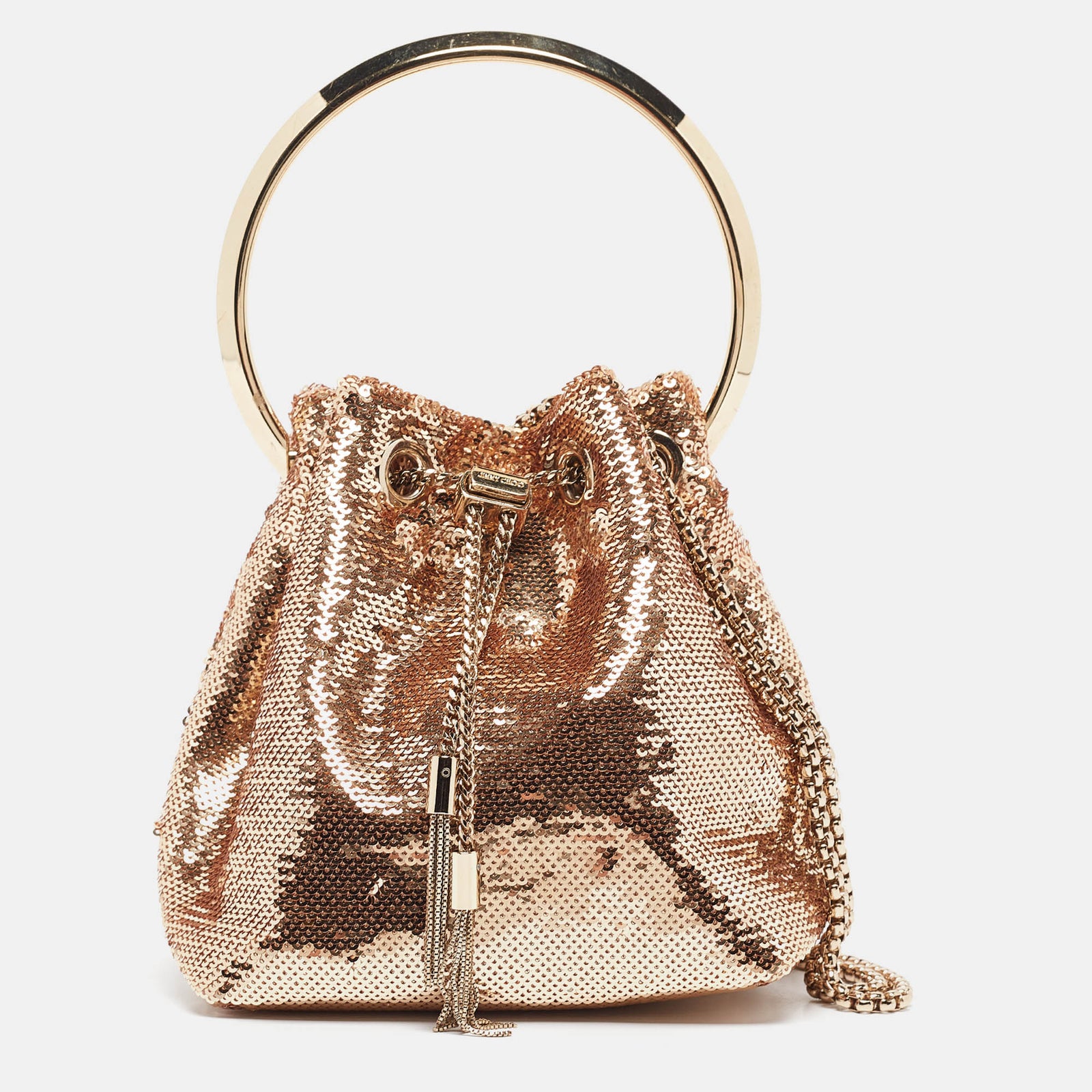 Jimmy Choo Bon Bon Beuteltasche mit goldenen Pailletten