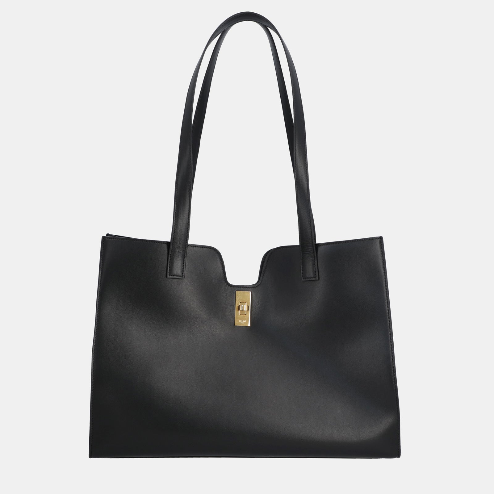 Celine Schwarze Cabas 16 Tote Bag aus glattem Kalbsleder