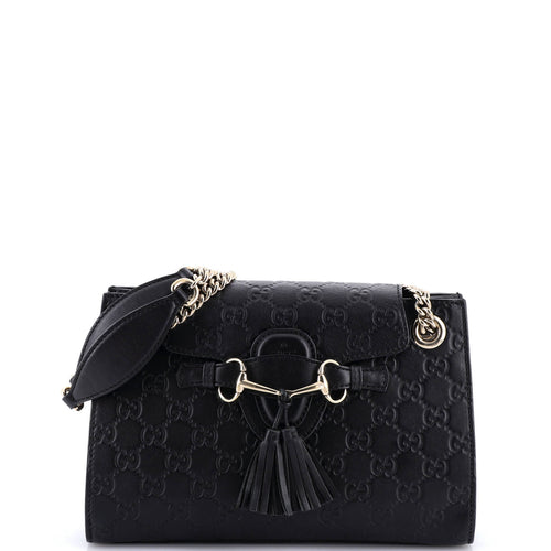 GUCCI Emily Chain Flap Shoulder Bag Guccissima Leather Small