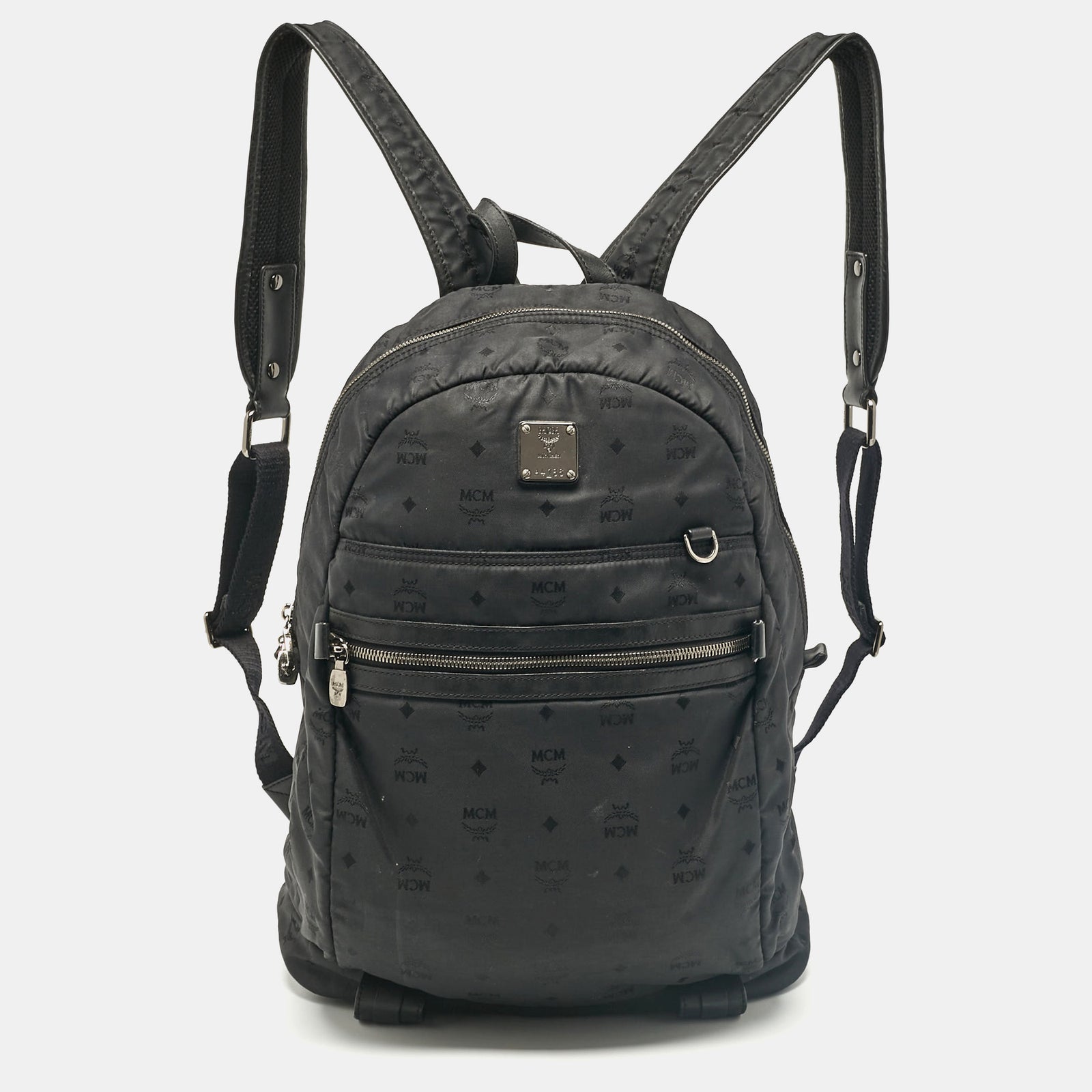 MCM Schwarzer Visetos-Nylon-Stark-Rucksack